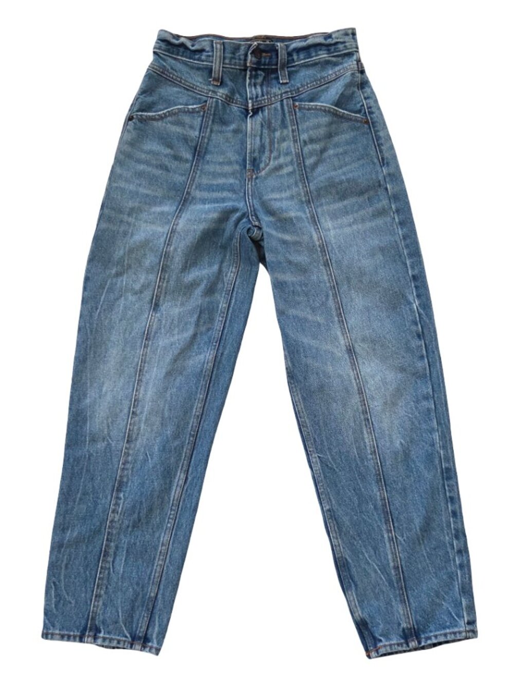 Abercrombie & Fitch Jeans Womens 26 2R High Rise Barrel Leg Tapered Retro Denim
